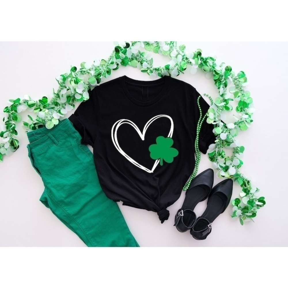 Shamrock Heart Shirt Heart Shamrock Shirt Clover Heart Shirt